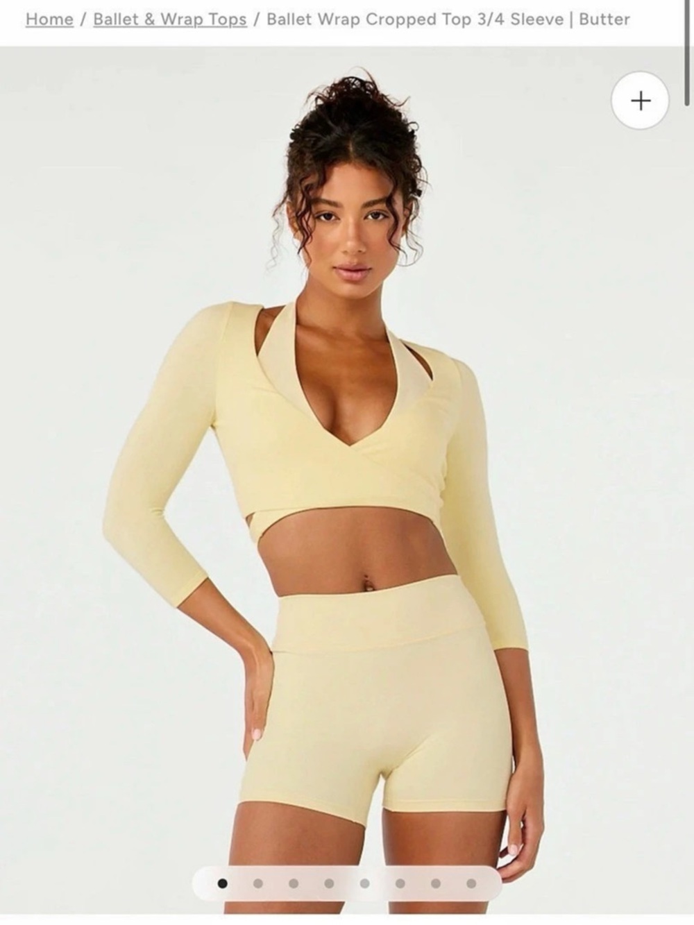 CSB Ballet Wrap Cropped Top 3/4 Sleeve Wrap Crop Top in Yellow Like New